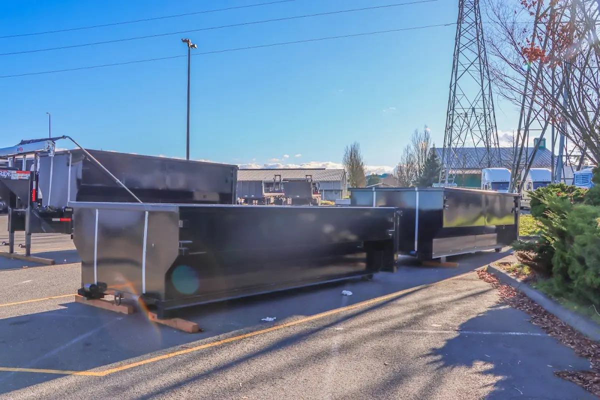 Roll-off dumpster ready for waste disposal at job site for 3 Yard Dumpster Rental in Columbia City